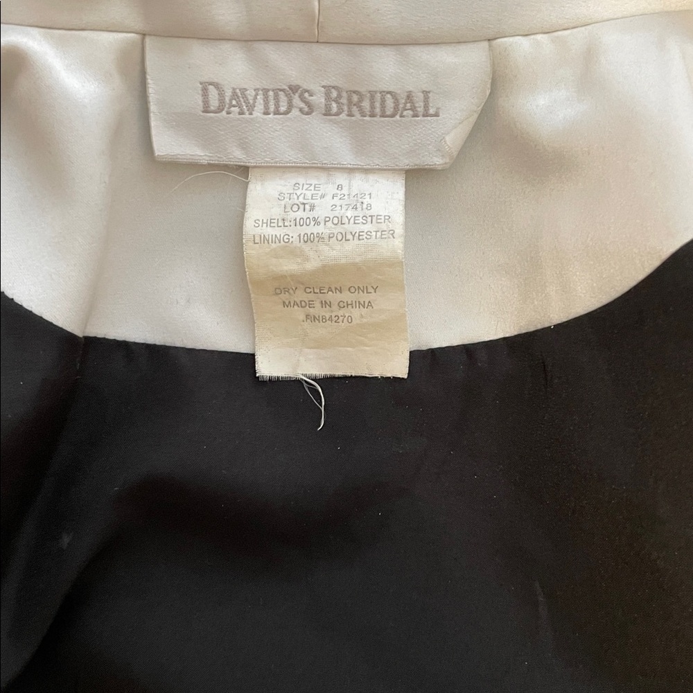 David's Bridal Black and White Satin Jacket - Picture 3 of 3
